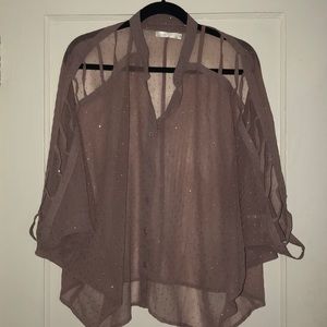 LF sparkle cutout blouse